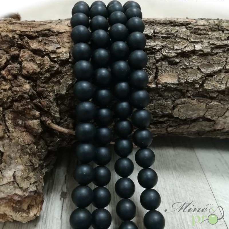 Onyx mat naturel en perles rondes 8mm - fil complet