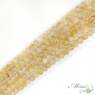 Quartz rutile naturel en perles rondes 6mm - fil complet