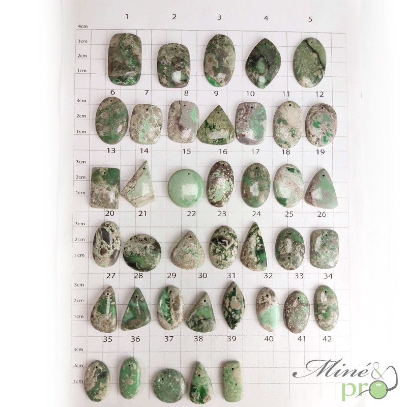 Variscite - cabochons percés