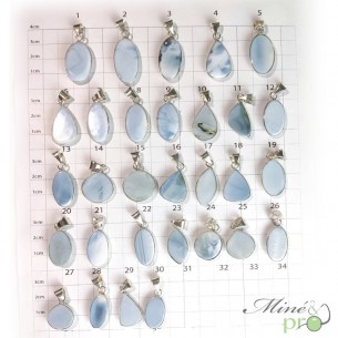 Opale bleue - pendentifs cerclés