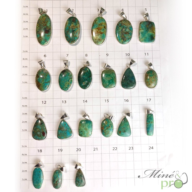 Chrysocolle - pendentifs cerclés