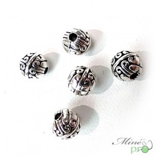 Breloque Boule en métal argenté 7,5mm - lot