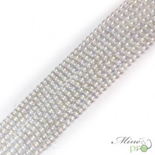 Aqua aura quartz blanche en perles rondes 4mm - fil complet