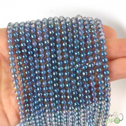 Aqua aura quartz violet en perles rondes 4mm - fil complet - grossiste perles en pierres naturelle