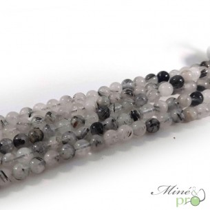 Quartz Tourmaline en perles rondes 6mm - fil complet