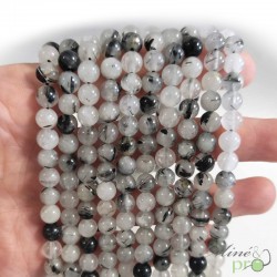 Quartz Tourmaline en perles rondes 6mm - fil complet