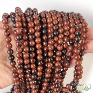 Obsidienne Mahogany A (acajou) en perles rondes 6mm - fil complet
