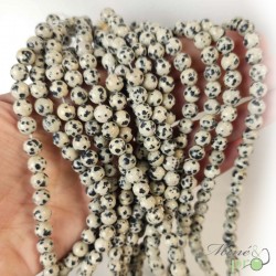 Jaspe dalmatien A en perles rondes 6mm - fil complet