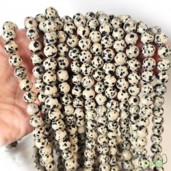 Jaspe dalmatien A en perles rondes 8mm - fil complet