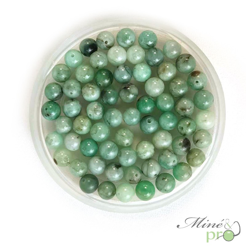 Emeraude en perles rondes 6mm - lot de 10 Emeraude en perles rondes 6mm - lot de 10