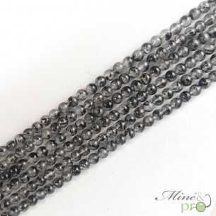Quartz Tourmaline fumé AA en perles rondes 6mm - fil complet