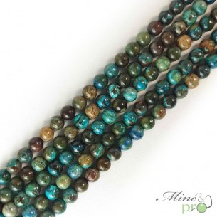 Chrysocolle en perles rondes 8mm - fil complet