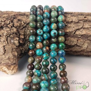 Chrysocolle en perles rondes 8mm - fil complet