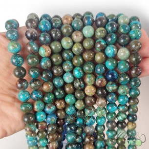 Chrysocolle en perles rondes 8mm - fil complet