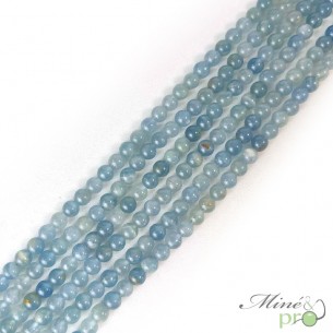 Calcite bleue A+ en perles rondes 6mm - fil complet