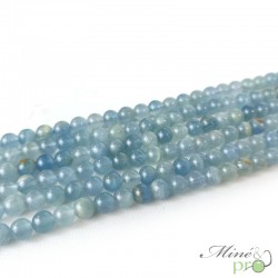 Calcite bleue A+ en perles rondes 6mm - fil complet