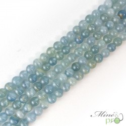 Calcite bleue A+ en perles rondes 8mm - fil complet
