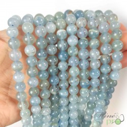 Calcite bleue A+ en perles rondes 8mm - fil complet