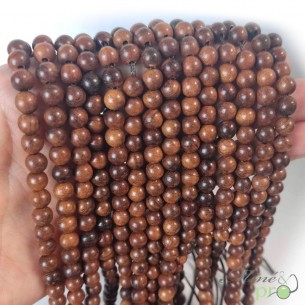 Bois foncé en perles rondes 6mm - fil complet