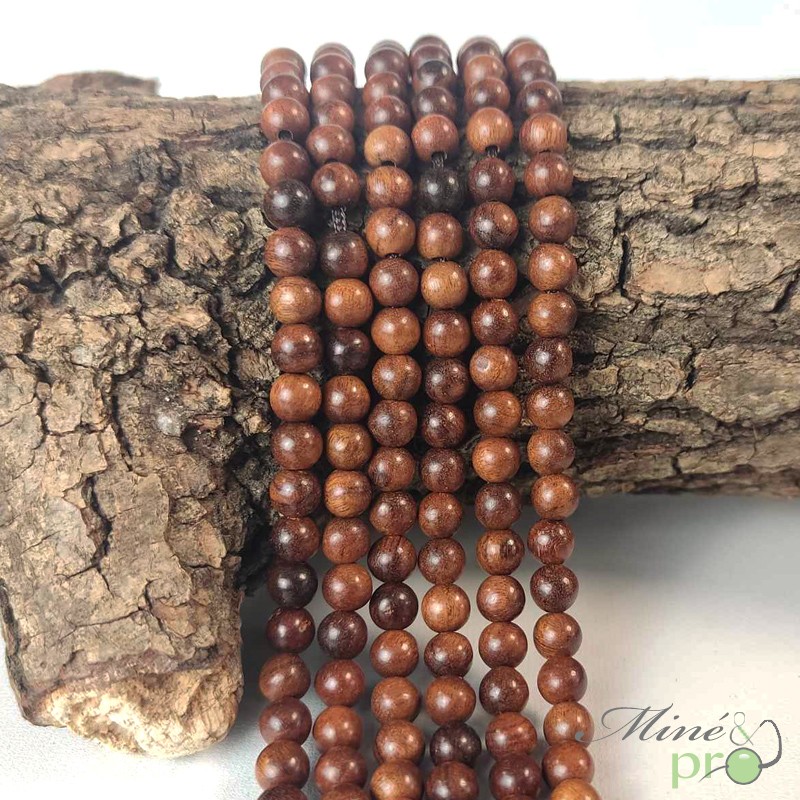 Bois foncé en perles rondes 6mm - fil complet Bois foncé en perles rondes 6mm - fil complet