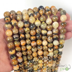 Jaspe Bumble bee A en perles rondes 8mm - fil complet