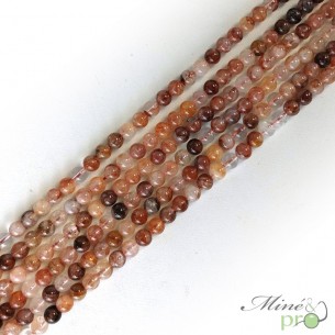 Quartz hématoïde en perles rondes 6mm - fil complet