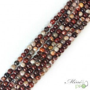 Agate crazy lace A en perles rondes 6mm - fil complet