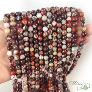 Agate crazy lace A en perles rondes 6mm - fil complet