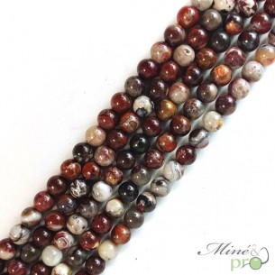 Agate crazy lace A en perles rondes 8mm - fil complet