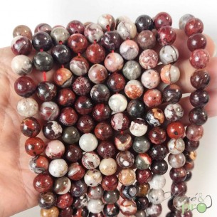 Agate crazy lace A en perles rondes 8mm - fil complet