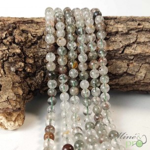 Quartz lodolite en perles rondes 6mm - fil complet