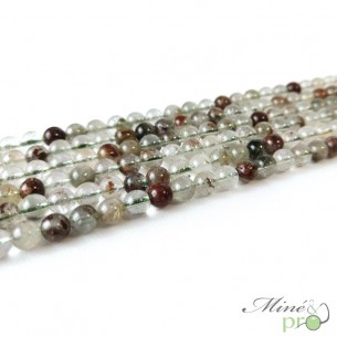 Quartz lodolite en perles rondes 6mm - fil complet