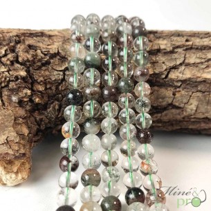 Quartz lodolite en perles rondes 8mm - fil complet