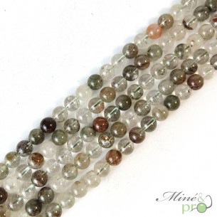 Quartz lodolite en perles rondes 8mm - fil complet