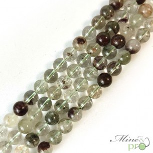 Quartz lodolite en perles rondes 10mm - fil complet