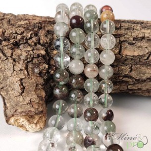 Quartz lodolite en perles rondes 10mm - fil complet