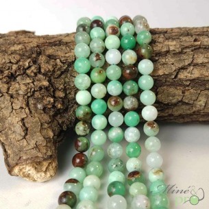 Chrysoprase en perles rondes 8mm - fil complet