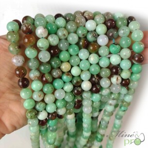 Chrysoprase en perles rondes 8mm - fil complet