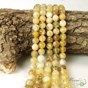 Opale jaune A en perles rondes 8mm - fil complet