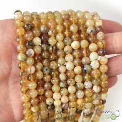 Opale jaune A en perles rondes 6mm - fil complet