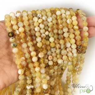 Opale jaune A en perles rondes 6mm - fil complet