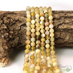 Opale jaune A en perles rondes 6mm - fil complet
