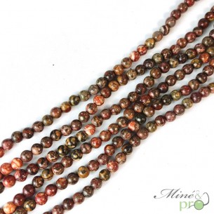 Jaspe léopard A en perles rondes 6mm - fil complet