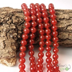 Cornaline unie en perles rondes 8mm - fil complet - grossiste perles en pierres naturelles