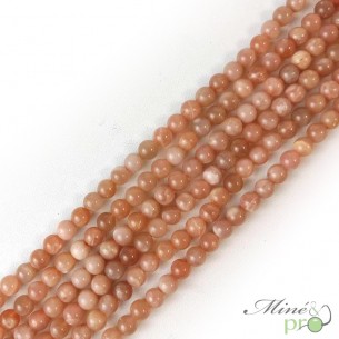 Pierre de lune orange naturelle en perles rondes 6mm - fil complet