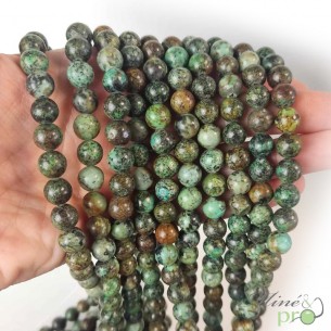 Turquoise africaine en perles rondes 8mm - fil complet