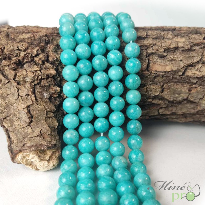 Amazonite Pérou Extra en perles rondes 8mm - fil complet Amazonite Pérou Extra en perles rondes 8mm - fil complet