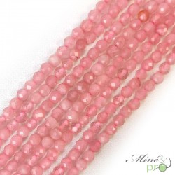 Quartz rose en perles facettées 4mm - fil complet