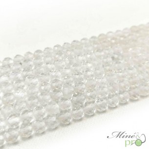 Cristal de roche en perles facettées 4mm - fil complet