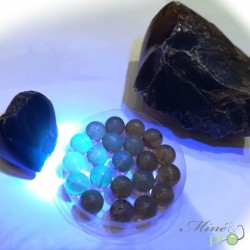 Ambre bleu naturel Indonésie en perles rondes 8,5mm - lot de 10